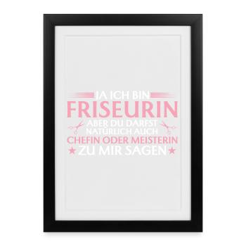 Coiffeur, patron ou maître - Affiche encadrée (27 × 37 cm) - noir - Devant