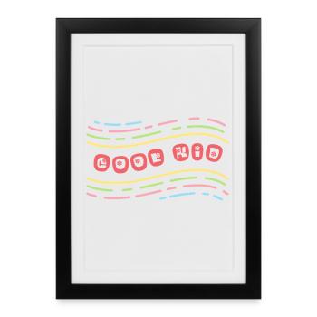Cool Kid avec des Fleurs - Affiche encadrée (27 × 37 cm) - noir - Devant