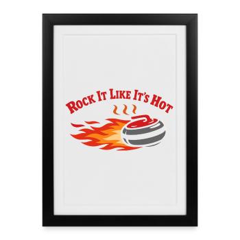 Curling, balayage drôle, cardio dur avec balai - Affiche encadrée (27 × 37 cm) - noir - Devant