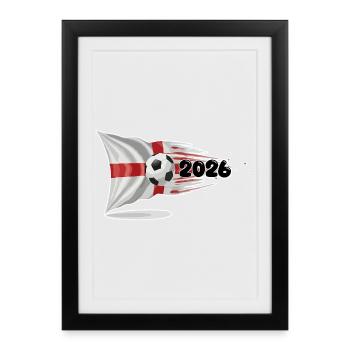 Angleterre St. George’s flag Soccer Burst 2026 - Affiche encadrée (27 × 37 cm) - noir - Devant