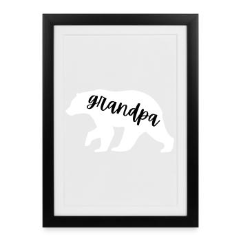 Grand-père ours grand-père fête des pères grand-père - Affiche encadrée (27 × 37 cm) - noir - Devant
