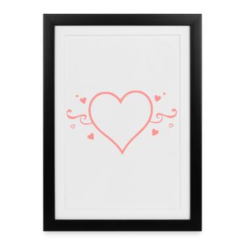 Saint-Valentin Cœur Rose, St.valentin - Affiche encadrée (27 × 37 cm) - noir - Devant