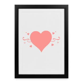 Valentines Pink Heart, Valentine's Day - Framed poster (27 × 37 cm) - black - Front