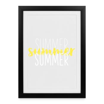 Summer Typo Overlay Yellow Script - Framed poster (27 × 37 cm) - black - Front