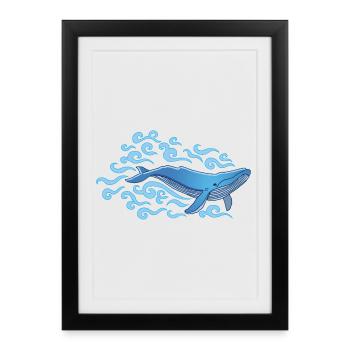 La baleine bleue - Affiche encadrée (27 × 37 cm) - noir - Devant