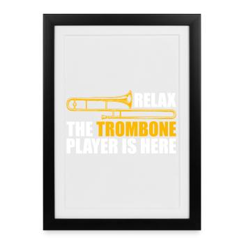 Relax Trombone Trombone Player Trombonist - Framed poster (27 × 37 cm) - black - Front