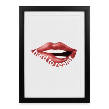 Hard to Resist – Red Lips Illustration - Framed poster (27 × 37 cm) - black - Front