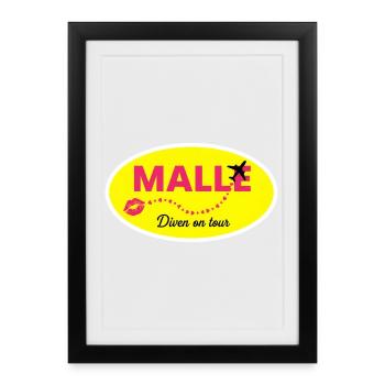 Tournée MALLE Divas Jaune Rose - Affiche encadrée (27 × 37 cm) - noir - Devant