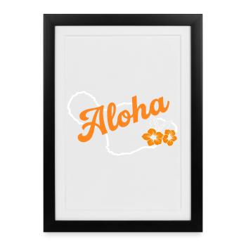 Maui Aloha, style insulaire tropical - Affiche encadrée (27 × 37 cm) - noir - Devant