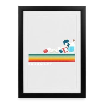 Retro pharmacist pharmacy technician - Framed poster (27 × 37 cm) - black - Front