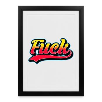 Logo rétro F Word - Affiche encadrée (27 × 37 cm) - noir - Devant