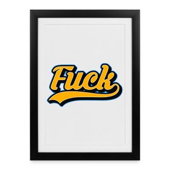 F-Word Retro Script - Framed poster (27 × 37 cm) - black - Front