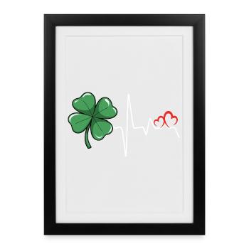 Rythme cardiaque du trèfle - Affiche encadrée (27 × 37 cm) - noir - Devant