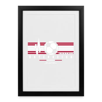 Flag Football Autrichien Battement de cœur autrichiens - Affiche encadrée (27 × 37 cm) - noir - Devant