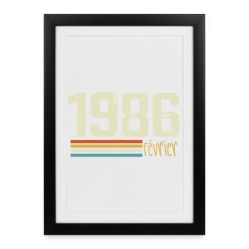 Février 1986 - Février 1986 Anniversaire 1986 - Affiche encadrée (27 × 37 cm) - noir - Devant