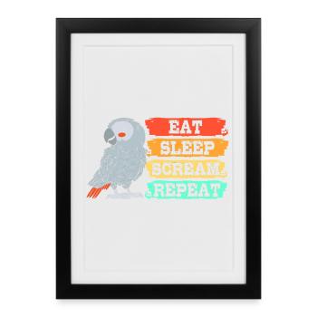 Parrot Grey - Framed poster (27 × 37 cm) - black - Front