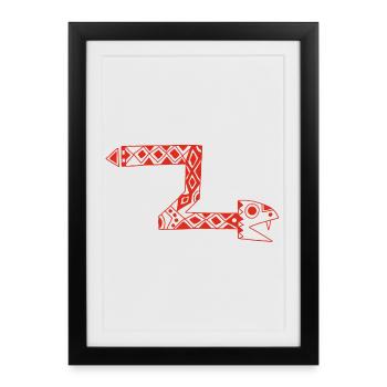 Serpent totem rouge - Affiche encadrée (27 × 37 cm) - noir - Devant