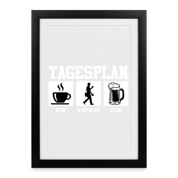 Postman DAILY SCHEDULE Parcel Deliverer Funny - Framed poster (27 × 37 cm) - black - Front