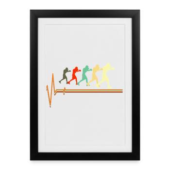Boxing Heartbeat Evolution Retro Fighter Design - Framed poster (27 × 37 cm) - black - Front