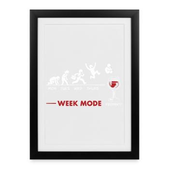 Vivement le week-end - humour vin - Affiche encadrée (27 × 37 cm) - noir - Devant