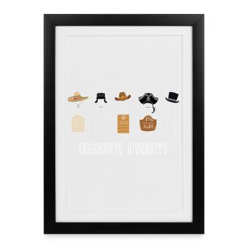 Célébrez la diversité : l’humour de la boisson – Organisation de fêtes - Affiche encadrée (27 × 37 cm) - noir - Devant