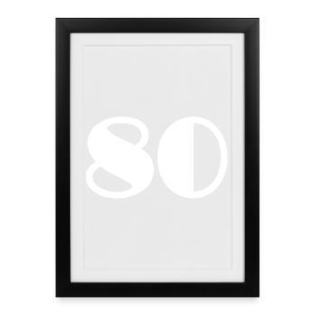 80. 80 YEARS. 80th ANNIVERSARY. 80 YEARS ANNIVERSARY. - Framed poster (27 × 37 cm) - black - Front