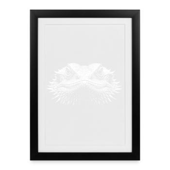 Dragon barbu - Affiche encadrée (27 × 37 cm) - noir - Devant