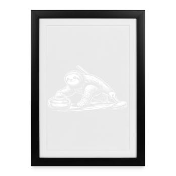 Humour de curling paresseux pour les sports d’hiver - Affiche encadrée (27 × 37 cm) - noir - Devant