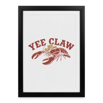 Yee Claw Hummer Cowboy Homard Western Design - Affiche encadrée (27 × 37 cm) - noir - Devant