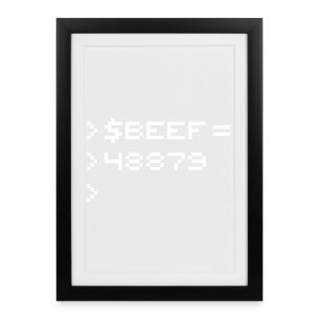 BEEF 8-Bit Code Nerd Pixel Terminal Retro - Framed poster (27 × 37 cm) - black - Front