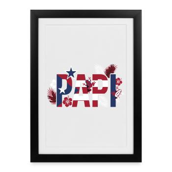 Daddy Flag Tropics Hawaii Style Dad - Framed poster (27 × 37 cm) - black - Front