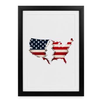 Broken Heart USA Flag - Framed poster (27 × 37 cm) - black - Front