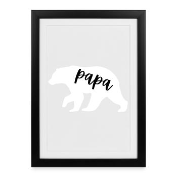 Papa Ours - Cadeau de famille mignon pour Père - Affiche encadrée (27 × 37 cm) - noir - Devant