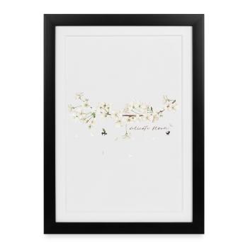 Cherry tree branch with white flowers illustration - Framed poster (27 × 37 cm) - black - Front
