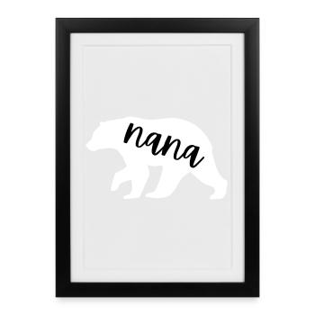 Nana Bär süße Oma Muttertagsgeschenk Familiengeschenk - Gerahmtes Poster (27 × 37 cm) - Schwarz - Vorne