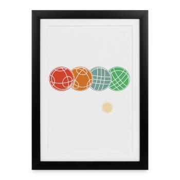 Boules de boccia et de pétanque graphiques - Affiche encadrée (27 × 37 cm) - noir - Devant