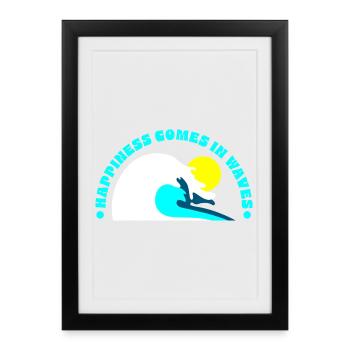 Sourire vagues et rayons de soleil - Affiche encadrée (27 × 37 cm) - noir - Devant