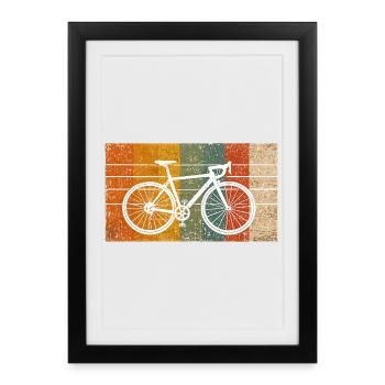 Striped Bicycle Grunge  - Framed poster (27 × 37 cm) - black - Front