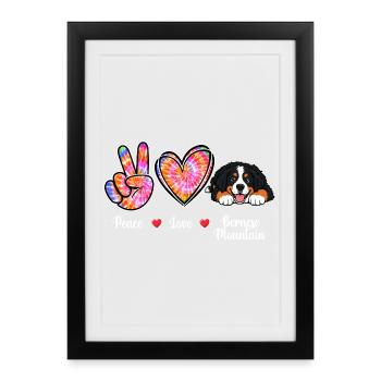 Paix Amour Son Tout-Montagne Bernois Maman - Affiche encadrée (27 × 37 cm) - noir - Devant