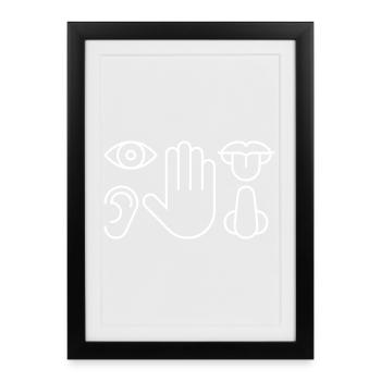Five Senses, Sensory Organs, Medicine - Framed poster (27 × 37 cm) - black - Front
