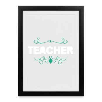 Teacher Ornament Lettering - Framed poster (27 × 37 cm) - black - Front