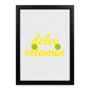 Dolce Vita Vitamin C Lime cool Quotes Summer - Framed poster (27 × 37 cm) - black - Front