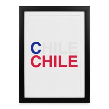 Drapeau du Chili - Affiche encadrée (27 × 37 cm) - noir - Devant