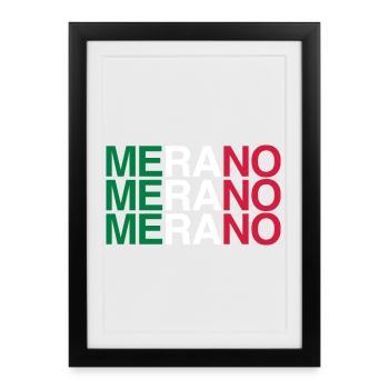 MERANO Italien Italie Flag Italia - Affiche encadrée (27 × 37 cm) - noir - Devant
