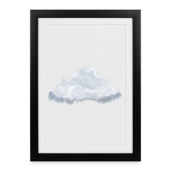 single drawn fluffy white cloud - Framed poster (27 × 37 cm) - black - Front