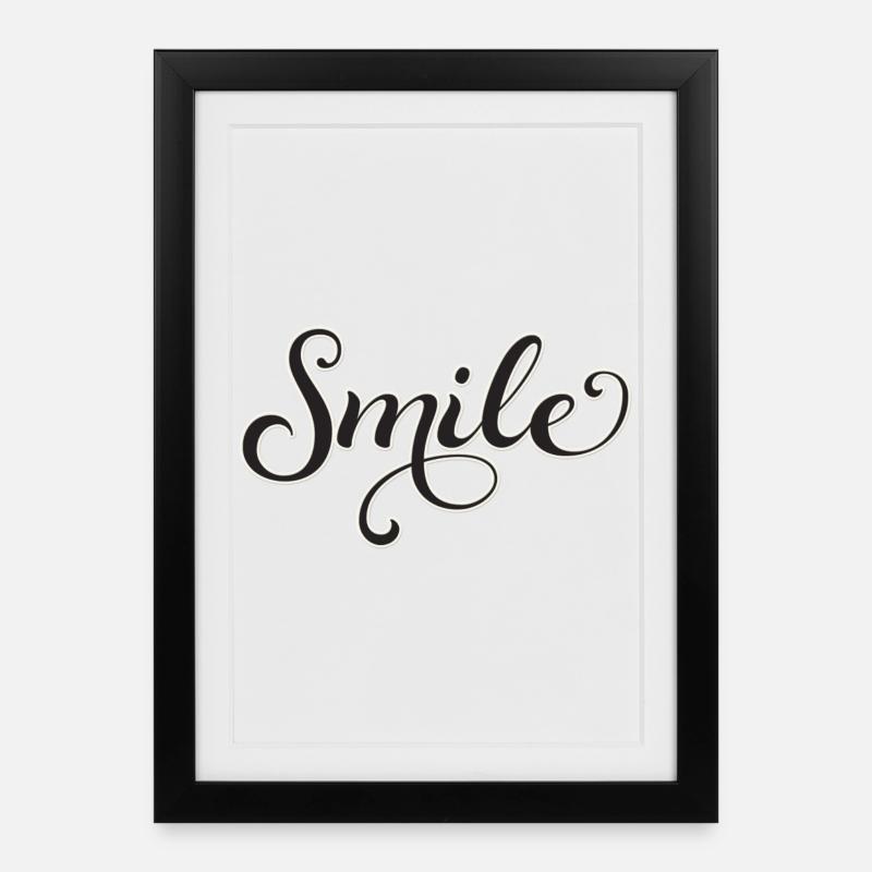 Smiling Script Lettering Smile - Framed poster (27 × 37 cm) - black