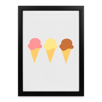 crème glacée crème glacée fraise glace vanille crème glacée chocolat glace - Affiche encadrée (27 × 37 cm) - noir - Devant
