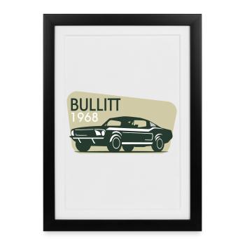 Voiture classique 1968 Voiture Rétro - Affiche encadrée (27 × 37 cm) - noir - Devant