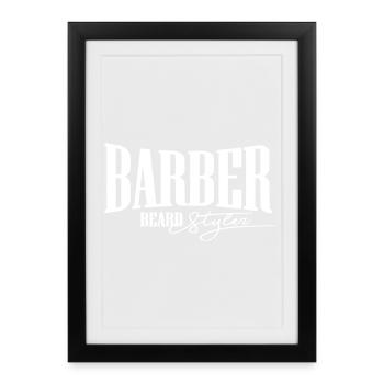 barbier bart styler scher herren frisör barbier cut - Affiche encadrée (27 × 37 cm) - noir - Devant