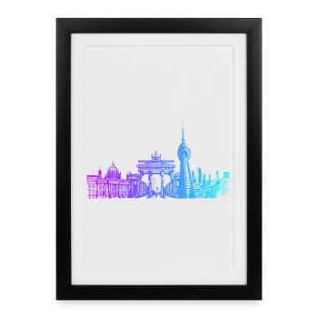 Horizon de la ville de Berlin - Affiche encadrée (27 × 37 cm) - noir - Devant